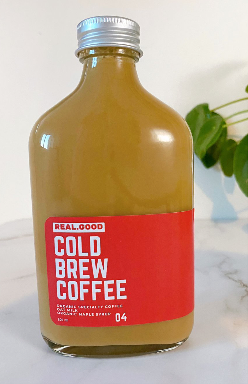 Cold Brew Coffee with Oat Milk and Maple Syrup